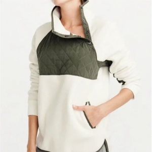 Abercrombie & Fitch Asymmetrical Snap Up Fleece Medium Green/Cream